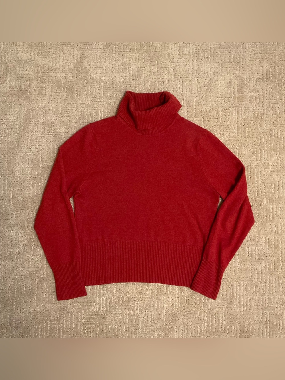 100% Cashmere Turtleneck Sweater Orange Red XL Fits L EUC Old Money Quiet Luxury